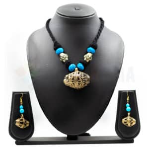 Dhokra  Necklace - Dholok Pendant with earrings