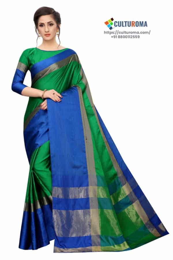 Cotton Silk - Silk Saree in Green Blue