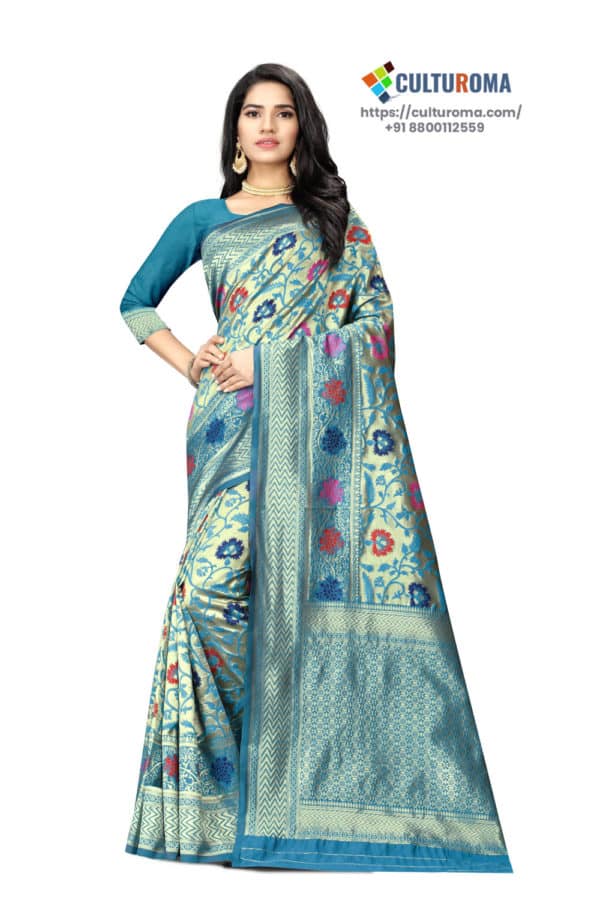 JACQUARD SILK - Saree With rich Pallu in Blue