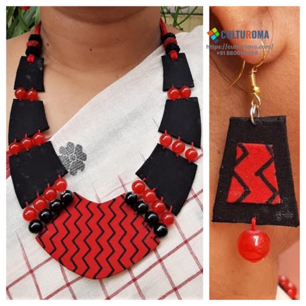 Fabric Jewellery With Glass Beads