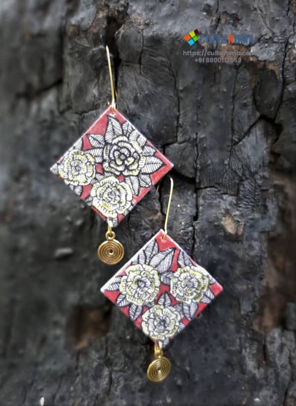 Hand painted Fabric Earrings - Style 3