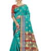 Banarasi Silk - Pure Banarasi Silk Contrast Pallu And Contrast Blouse in Teal