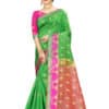Banarasi Silk - Pure Banarasi Silk Contrast Pallu And Contrast Blouse in Green