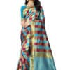 JACQUARD Silk - Saree With rich Pallu And Running Matching Blouse in Cyan and Maroon
