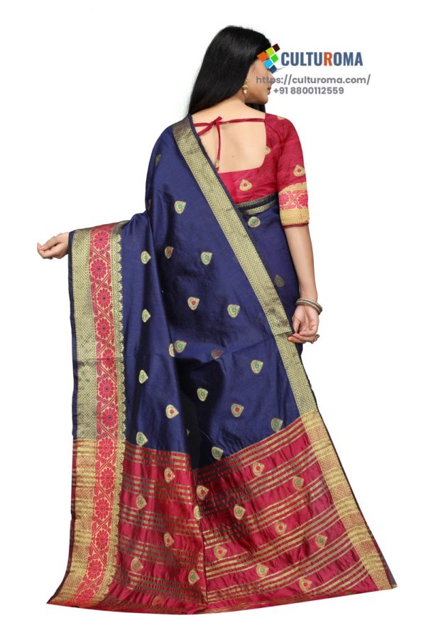 South Cotton Contrast Pallu Contrast Matching Blouse With Jecard Buta