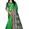 Cotton - South Cotton Contrast Pallu Contrast Matching Blouse With Jecard Buta in Green