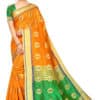 BANARASI SILK - Pure Banarasi Silk Contrast Pallu Contrast Blouse ORANGE