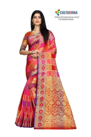 ERI SILK - Saree With Contrast Pallu And Contrast Matching Blouse STYLE 8
