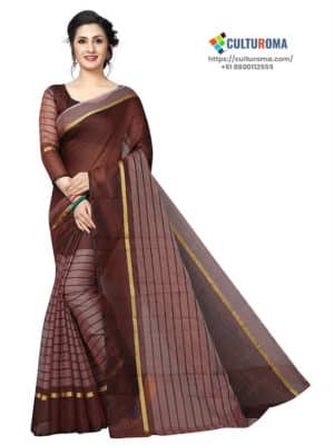 POLY COTTON - Saree in COFFEE