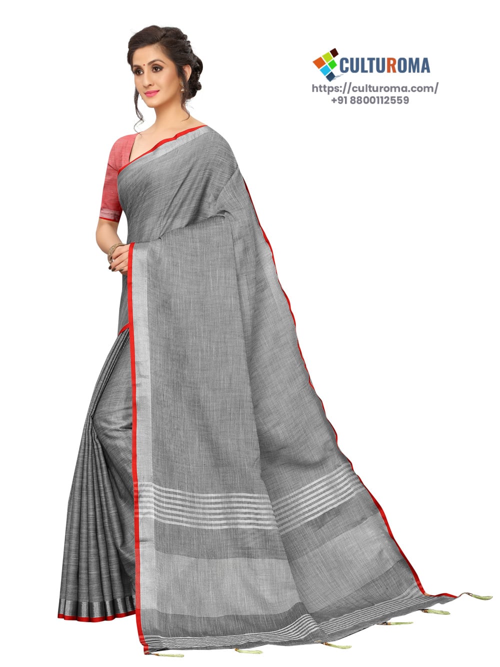 Banarasee Kora Muslin Saree With Silver Zari Tanchoi Design & Skirt Bo